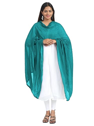 Image of Miraan Solid Pure Cotton Dupatta with Pom Pom Border, 2.25 meters length (DUPCOTTON)