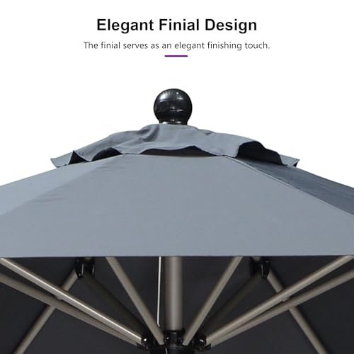Image of PURPLE LEAF Patio Umbrella 8 FT Round Tilt Market Umbrella Aluminum Grey