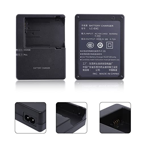 Cjq Lp-E8 Battery Charger Compatible For Canon Lc-E8 Lc-E8C Lc-E8E Battery Eos 550D 600D 650D 700D T2I T3I T4I T5I Kiss X4 X5 X6I X7I Dslr Camera, Black #TOP5