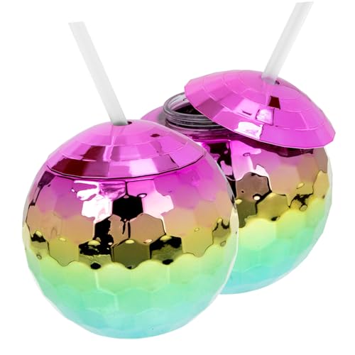 Alipis 2pcs Ball Straw Cup Wear-resistant Straw Cup Beer Cup Nightclub Cup Wine Cup with Lid Tumbler Cocktail Decorations for Drinks Delicate Straw Cup Girl Spherical Plating Ball