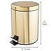 mDesign Small Modern 1.3 Gallon Round Metal Lidded Step Trash Can, Compact Garbage Bin with Removable Liner Bucket and Handle for Bathroom, Kitchen, Craft Room, Office, Garage - Soft Brass, 5 liter