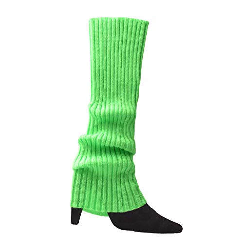 Image of Women 80s Fluorescent Colored Knit Leg Warmers Ribbed Footless Socks Stockings Halloween Dance Party Accessories