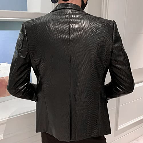 Leather Blazer for Men - Casual Mens Dress Jacket Fashion Motorcycle Biker Jacket PU Leather Sports Coat and Jackets4