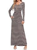 DEARCASE Women Long Sleeve Loose Plain Maxi Pockets Dresses Casual Long Dresses