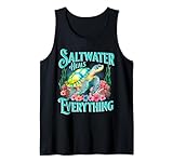 Saltwater Heals Everything Beach Sea Turtle Beach Lover Tank Top