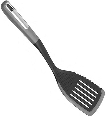 Miniatura 2 de EZ KITCHEN Gadgets de cocina de silicona ranurada Turner multifuncional resistente al calor Nylon utensilios de cocina con borde de silicona, gris y