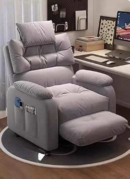 WGM New Arrival Reclining Sofa Pressure Dispersion, Less Fatigue, Elastic, 1-Seater Sofa, Gaming Chair, 170  Adjustable, Storage Pocket, Chair, Integrated Ottoman, Personal Chair, Perfect for Living
