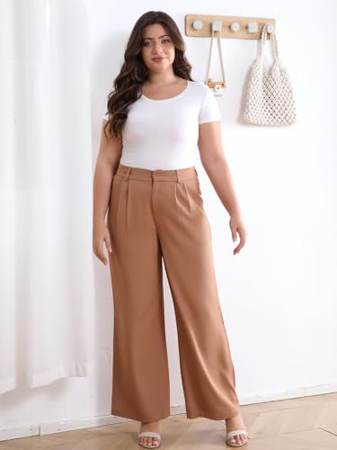 High Waisted Dress Pants for Women Wide Leg Work Pants Business Casual Straight Office Trousers for Women（Standard）2