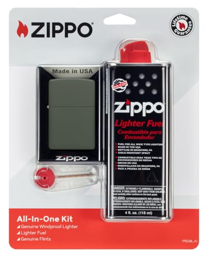 Image of Zippo All-in-One Kit with Green Matte Windproof Lighter