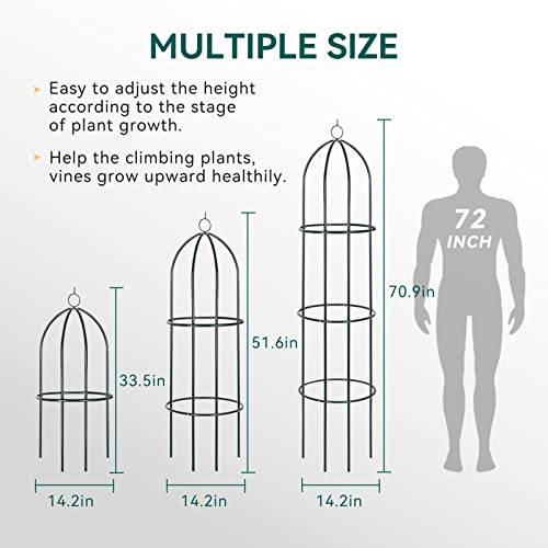 Ceed4U 6.3Ft Garden Trellis For Climbing Plants Outdoor Indoor, Tall Garden Tower Obelisk Trellis, Metal Plant Support Flower Stand For Rose Vine Clematis Jasmine, 1 Pack #TOP2