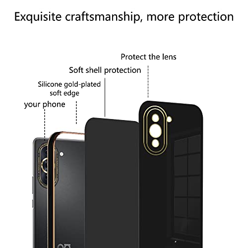 Jancyu Compatible With Huawei Nova 10 Pro Case Silicone,Shockproof Accessories Huawei Nova 10 Pro Phone Case Slim Protective White Cover (Black) #TOP6