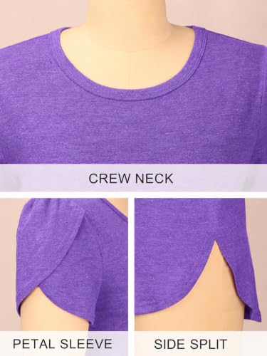 Image of Herou Women's Casual Long /Short Sleeve T Shirt Crewneck with Side Split Fall Pullover Loose Tunic Sweater Tops