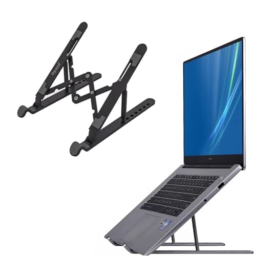 Image of Plastic Laptop Stand � Adjustable & Portable Laptop Riser for Desk � Ergonomic Design for Better Posture & Cooling � Lightweight Laptop Holder for Home, Office, Travel