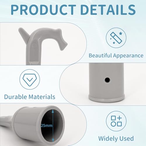 Dachboden Haken Bodentreppe Dachbodenluke Dachfenster-Griffhaken - Dachbodentreppe Dachfenster Stockhaken, Grau, Φ25 mm, Enthält 2 Schrauben, Bodentreppe Ersatzteile zum Dachfenster Stange zum Öffnen