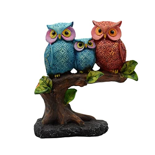 Image of PujaNPujari Owl Family Decorative Showpiece Idol Sitting On Tree for Home Decor