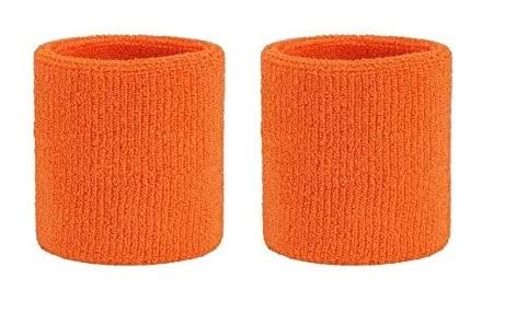 Image of AASHIE N HOME'S One Pair of Orange Color Sweatband /Wrist Band /Wrist Support for Gym and Sports Activities.
