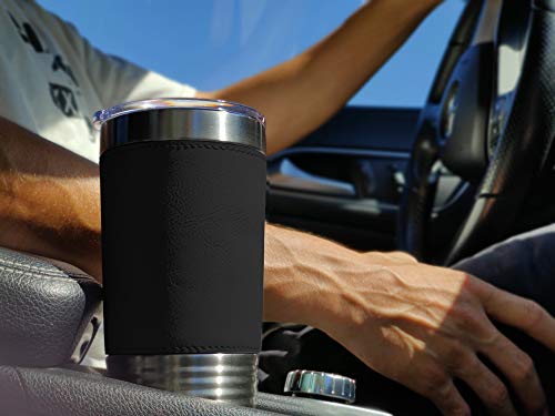 Lasergram 20Oz Vacuum Insulated Tumbler Mug, Golfer Golfing, Personalized Engraving Included (Faux Leather, Black) #TOP3