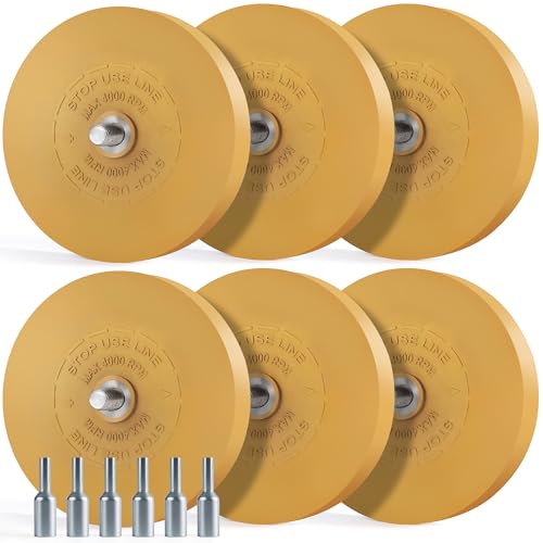Image of 6 PCS Decal Remover Eraser Wheel Rubber Eraser Wheel Adhesive Remover Wheel for Cars Sticker Remover Tool Removes Pinstripe Stripe Vinyl Tape and Graphic