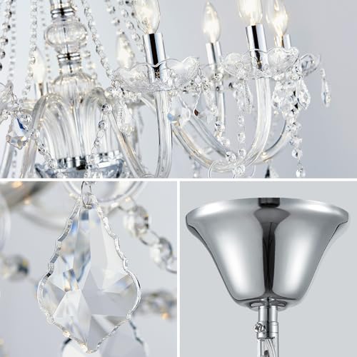 WUZUPS Lustre moderne à 10 lumières, suspension encastrée, luminaire moderne pour chambre, couloir, bar, cuisine, salle de bain, H 77 cm x L 68 cm, chromé, culot E14 – vue 5