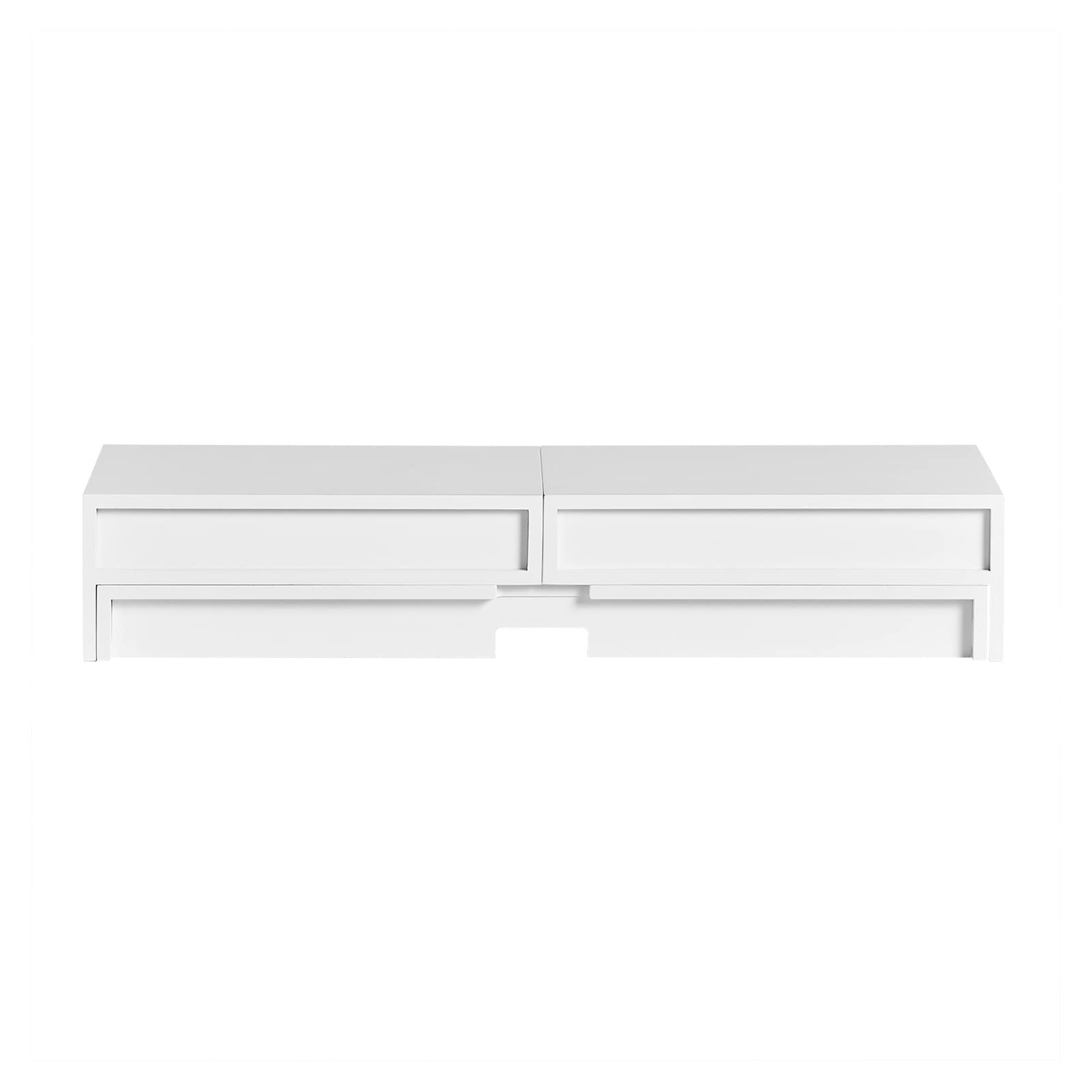SoBuy BBF04-W Podstawka Pod Monitor Laptop Stolik Uchwyt na laptopa Podstawka na Komputer 2 szuflady Biały