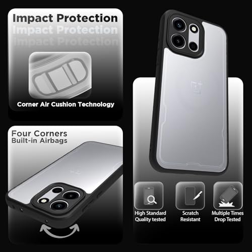 Image of RIGGEAR Shockproof Sleek Hybrid Armor Back Cover Case for OnePlus Nord 6 5G / Nord CE 6 5G (Clear PC + Black TPU Bumper)