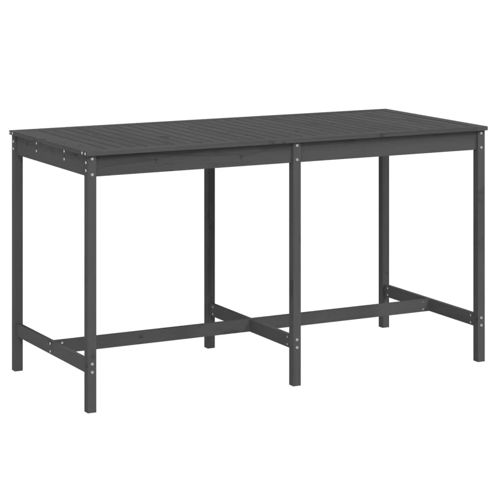 Klasyczny stół ogrodowy z litego drewna sosnowego, szary, 203,5 x 90 x 110 cm, stabilna rama drewniana, wytrzymały blat stołu na napoje i przekąski, idealny na taras, do ogrodu lub balkonu.