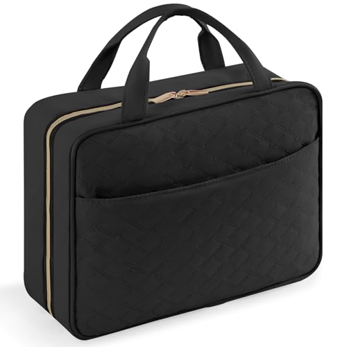 Lifewit Reise Kulturbeutel Damen, große Reise Kosmetiktasche Kulturtasche zum Aufhängen Organizer für Frauen, transparente Schminktasche mit hängendem Haken für Behälter, Groß,Schwarz
