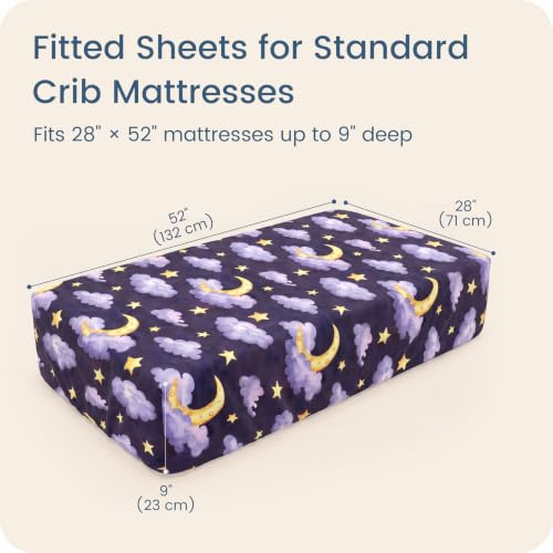 Image of Crib Sheets 28x52x9 Inch, Fitted Baby Mattress Sheets 2 Pack