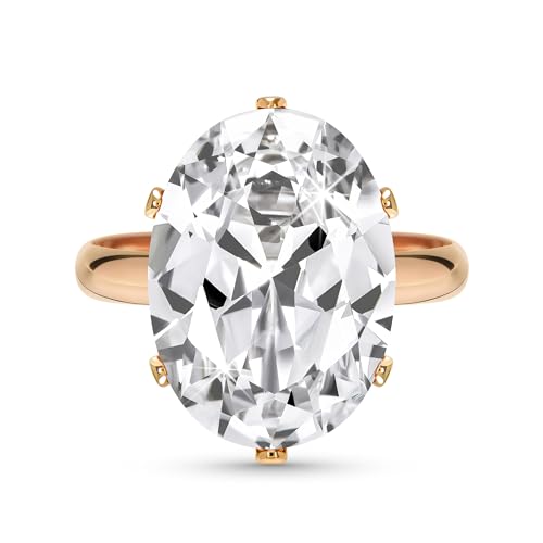 Linawe Cubic Zirconia Imitation Diamond Moissanite Rings for Women, 14K Gold/Rose Gold/Silver Adjustable Chunky Ring, Costume Rhinestone Jewelry for Wedding Engagement