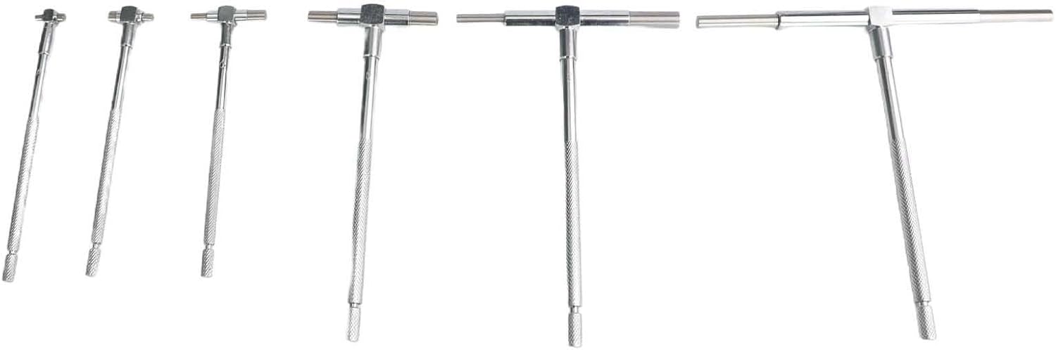 6pcs Telescopic Gauge Set 8-150mm Adjustable Inner Diameter Measuring Tools, Self-Centering Micrometer Holes Slots and Recesses