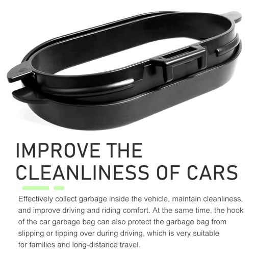 Image of 2 PCS Car Trash Bag Frame, 6.61 inch x 3.38 inch x 0.82 inch ABS Hanging Self-Adhesive Trash Bag Basket, Keep Your Car Clean Multi-Function Accessory, Universal for Most Cars (Black)