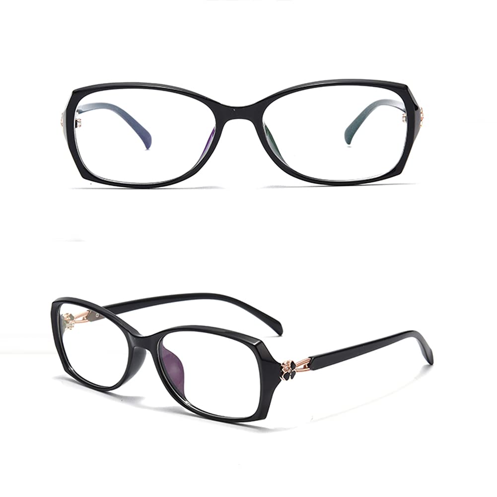 Damskie Okulary Do Czytania Z Niebieskim Światłem, Antyprzeciążeniowe Modne Okulary Do Czytania/Black/3.5
