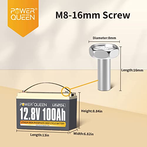 Power Queen 12V 100Ah LiFePO4 Lithium Batterie, 100A BMS, Max.4P4S 20.48kWh 12V LifePO4 System, Max.15000 Tiefe Zyklen, Perfekter Ersatz Blei-Säure-Batterie für Wohnmobile, Caravans, Marine