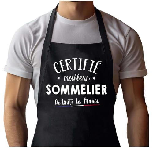 Tablier noir Planetee de sommelier en tissu robuste pour la cuisine et les tâches ménagères