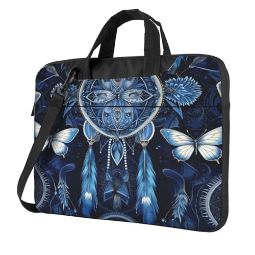Entemne Funda para portátil de 13 pulgadas, diseño de atrapasueños azul, para mujeres y hombres, ligera, resistente al agua, para ordenador o tableta, bandolera, maletín, multicolor, 15.6 inch
