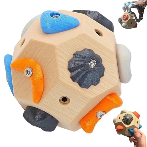 Pipihome Handcrafted Boulder Block, Finger Training Tool for Climbers 3D Climbing Ball for Grip Strength Training Wooden Climbing Bouldering Gifts for Rock Climbers