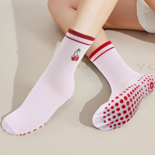 2 Pairs Cute Pilates Grip Socks, Yoga Non-slip Crew Cute Pilates Socks for Women2