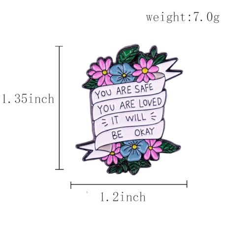 Image of You Are Safe You Are Loved It Will Be Okay Enamel Pin Brooch Lapel Pin Friendship Flower Badge Stylish Accessory Jacket Backpacks