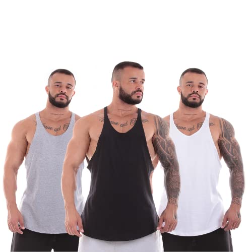 Kit 3 Regatas Masculinas Cavada Treino Musculação Esportiva