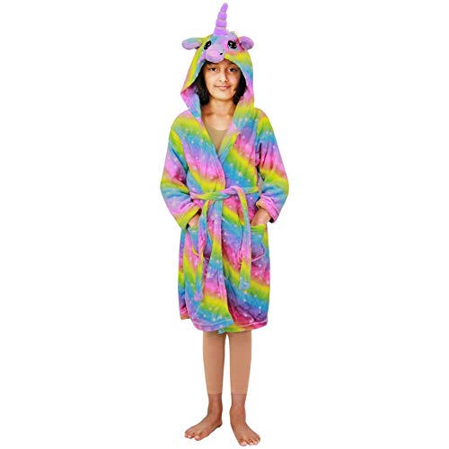 A2Z 4 Kids Enfants Filles Licorne Encapuchonné Arcenciel Peignoir Extra Doux - Bathrobe 123 Galaxy Rainbow._11-12 Cover