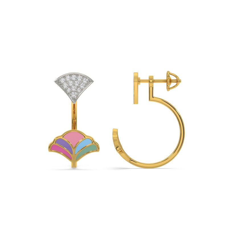 Image of Kisna 14 KT Fanfare Yellow Gold Natural Diamond Earrings For Women