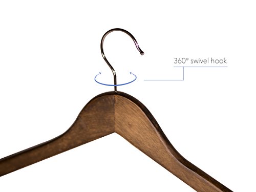 Topline Classic Wood Shirt Hangers - Walnut Finish (10-Pack) - Thumbnail 3