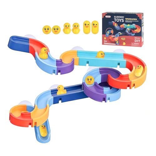 Bath Toys 34PCS Marble Run Bath Toy with Suction Cups DIY Water Track Bath Toys for 3 Year Olds Gift for Boys and Girls 36 Years