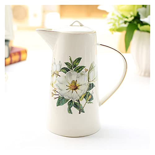 LUCBEI Pitcher Creative Pitcher with Handle and Lid Household Ceramic Water Jug Simple Teapot for Scented Tea, Juice, Milk, Hot and Cold Drinks Hot/Cold Water Carafe (Color : A)
