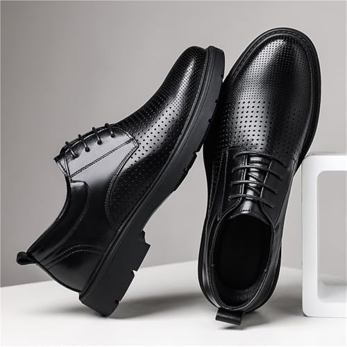 Men's Perforated Leather Dress Shoes Summer Breathable Hollow-Out Business Casual Oxfords for Office Work Sandals2