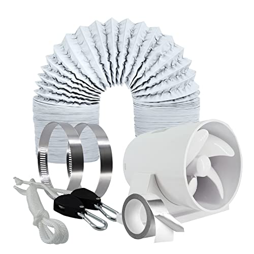 ダクト用換気扇 100mm Sidvkut ABS製 ペット用トイレの換気扇 塗装ブース用換気扇 取り外し可能なベース スイッチ付き ホワイト