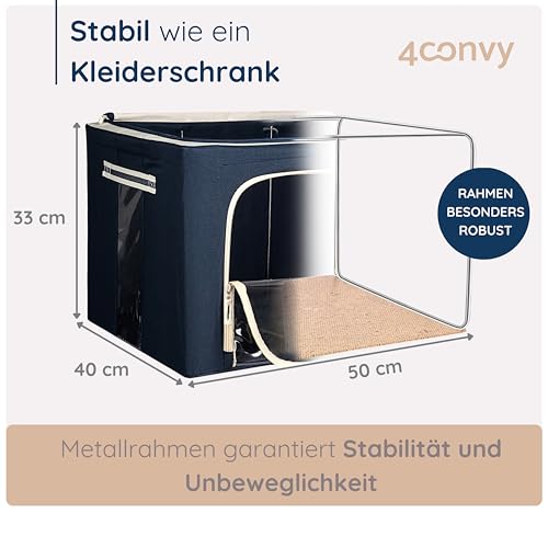 4CONVY feste faltbare Kleideraufbewahrung Box mit Reißverschlüss, Metallrahmen - [2024 VERBESSERTES MATERIAL] Aufbewahrungstasche für Bettdecken – stabile Aufbewahrungsbox für Kleidung - 2x66L