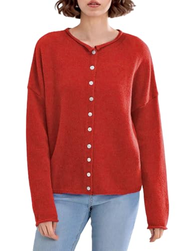 Image of Women Y2k Knitted Cardigan Long Sleeve Button Down Sweater Lightweight Casual Cardigan Loose Fall Streetwear