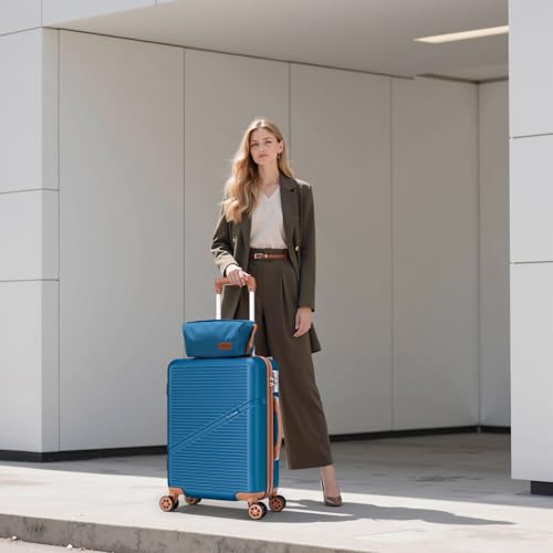 Image of Cosbarn Carry On Luggage,3 Piece Carry On Suitcase,22x14x9 Airline Approved | Lightweight ABS Hardside Luggage, TSA-Approved Lock,Suitcases with Wheels,20Inch,Matching Duffle Bag,For Men&Women