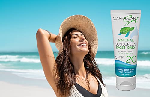 Caribbean Sol - Faces Only Natural Age Fighting Sunscreen - Natural Age Fighting Face Sunscreen Moisturizer For Daytime Facial Skin Sun Protection Suncream - Spf 20, 4Oz. #TOP3